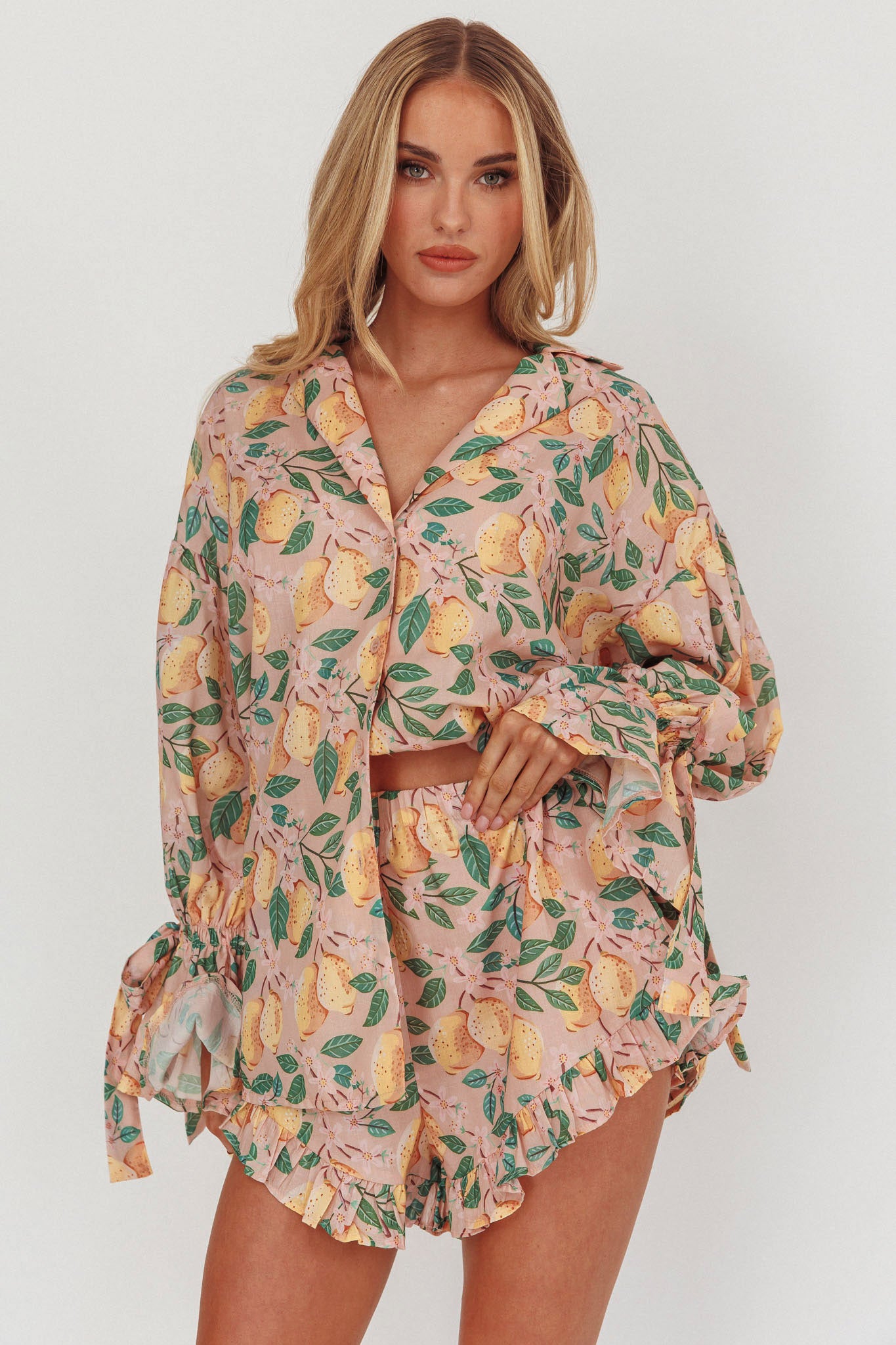 Telling Secrets Tied Cuff Top Lemon by Selfie Leslie