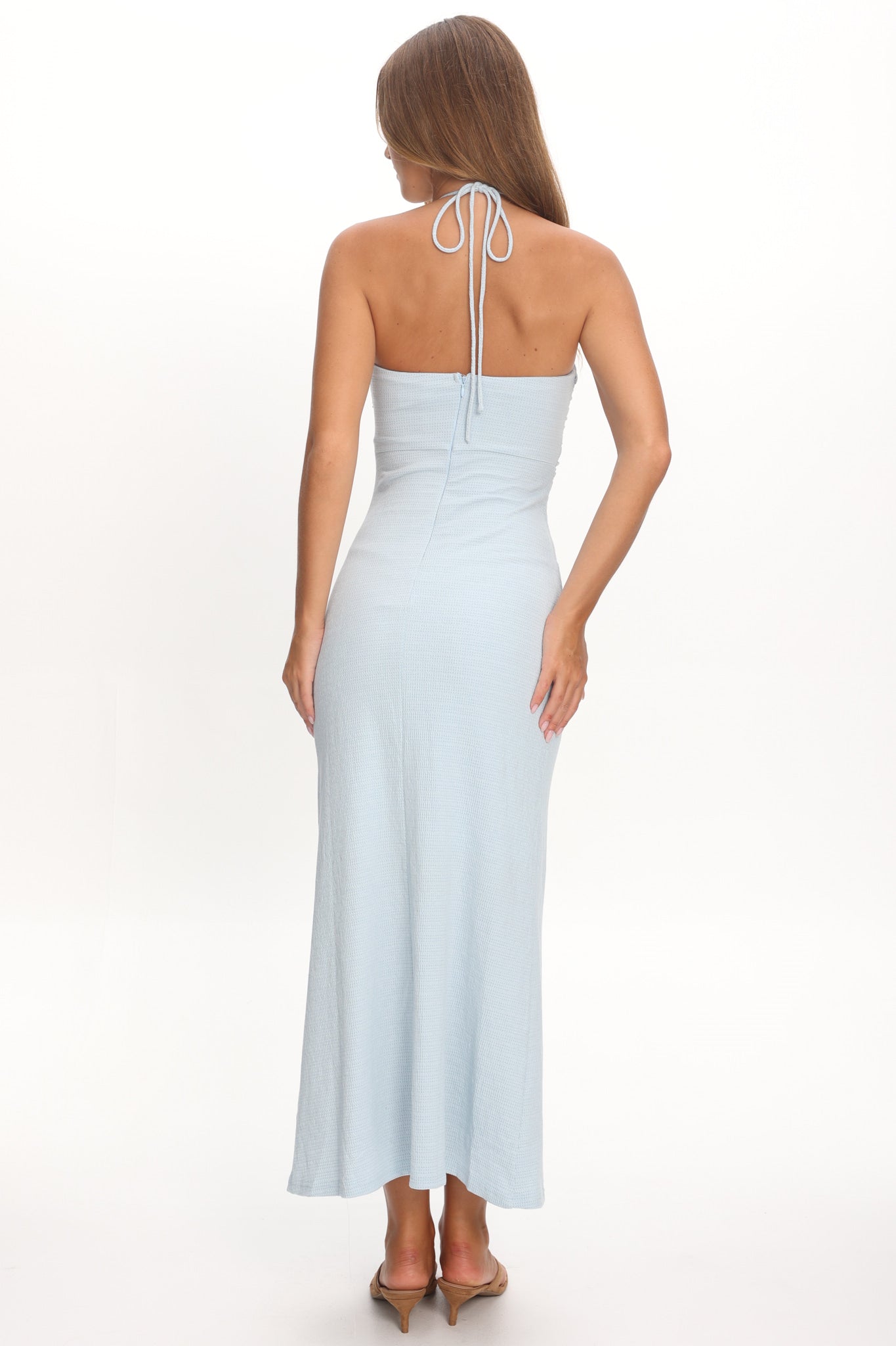 Letisha Textured Halter Maxi Dress Ocean by Selfie Leslie