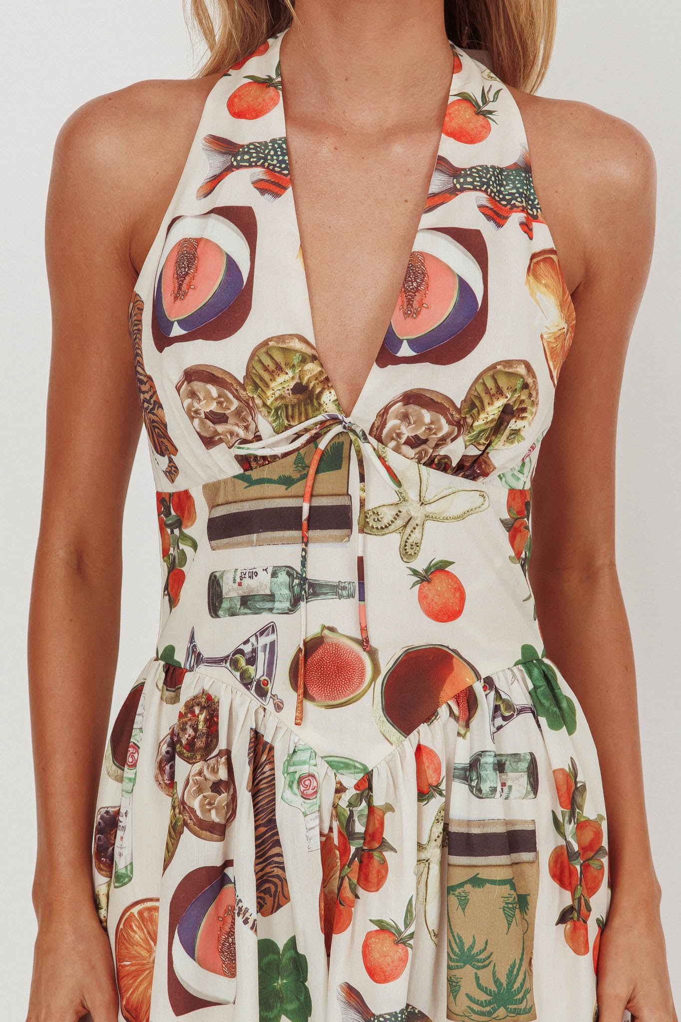 Clarette Basque Waist Open Back Maxi Dress Exotic Beige by Selfie Leslie