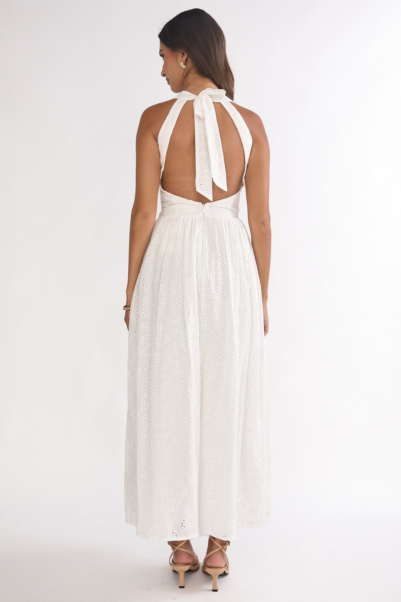 Sundrenched Halter Maxi Dress Eyelet White - XS Sundrenched Halter Maxi Dress Eyelet White - XS