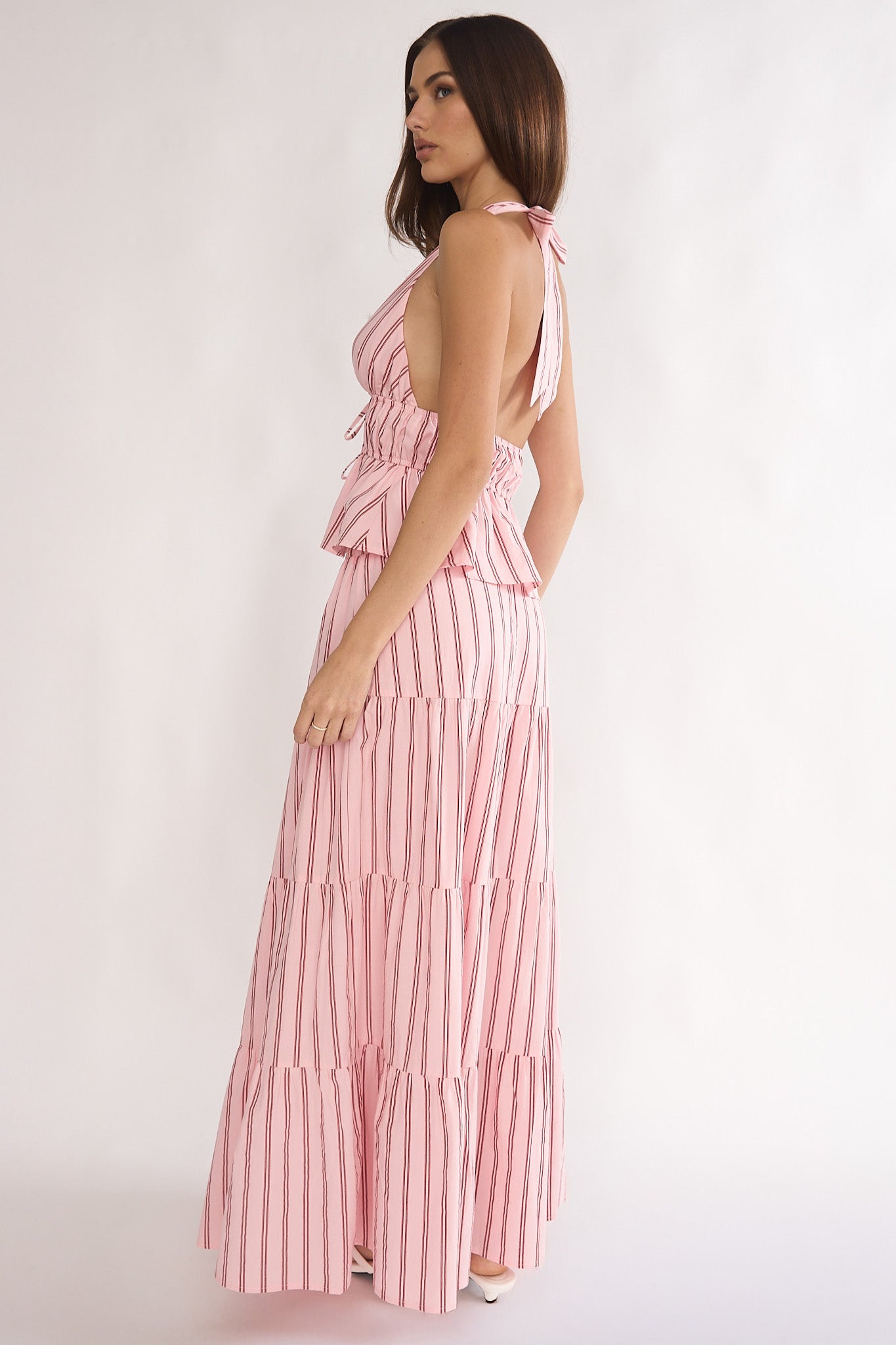 Under The Moons A-Line Maxi Skirt Stripe Pink by Selfie Leslie