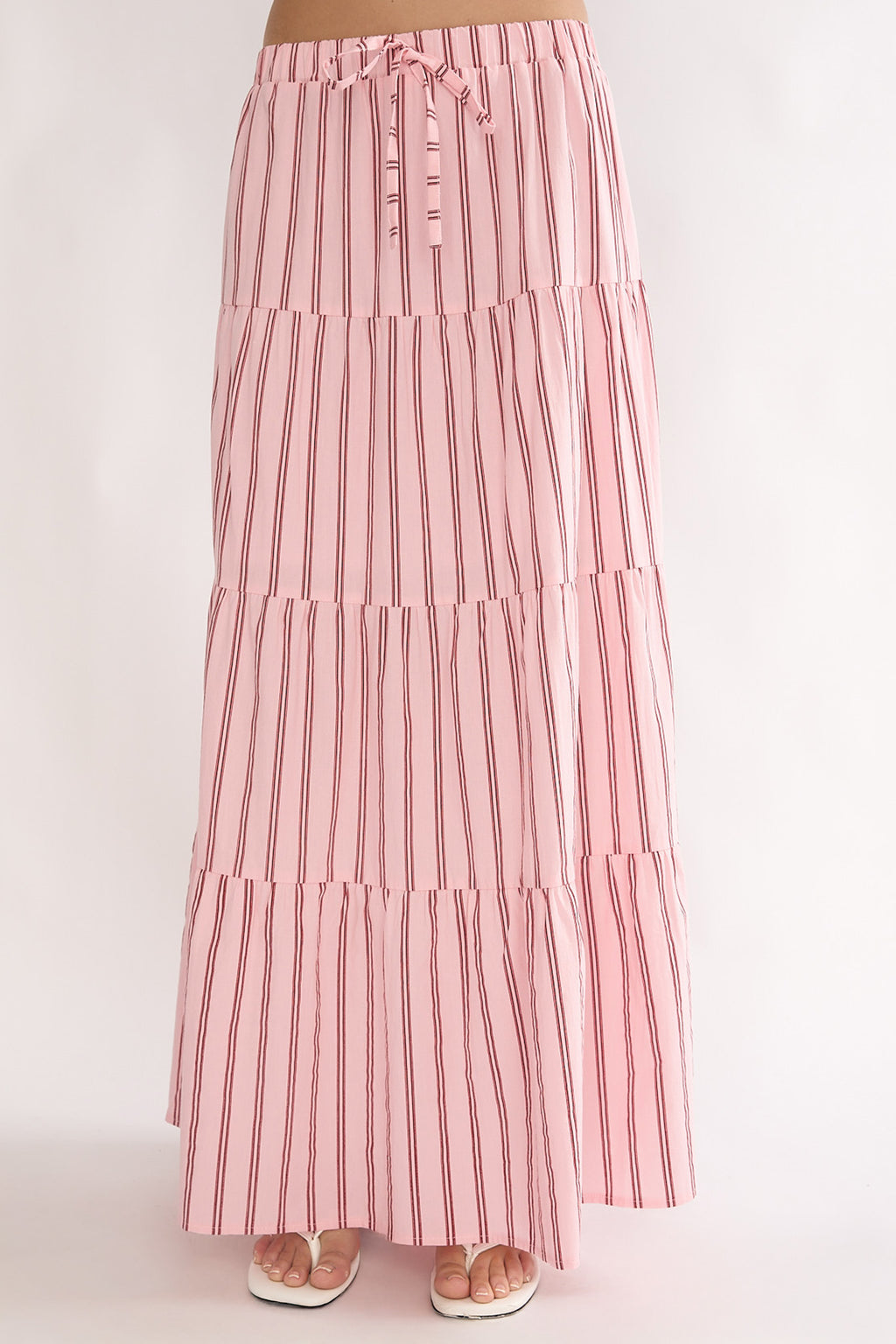 Under The Moons A-Line Maxi Skirt Stripe Pink by Selfie Leslie