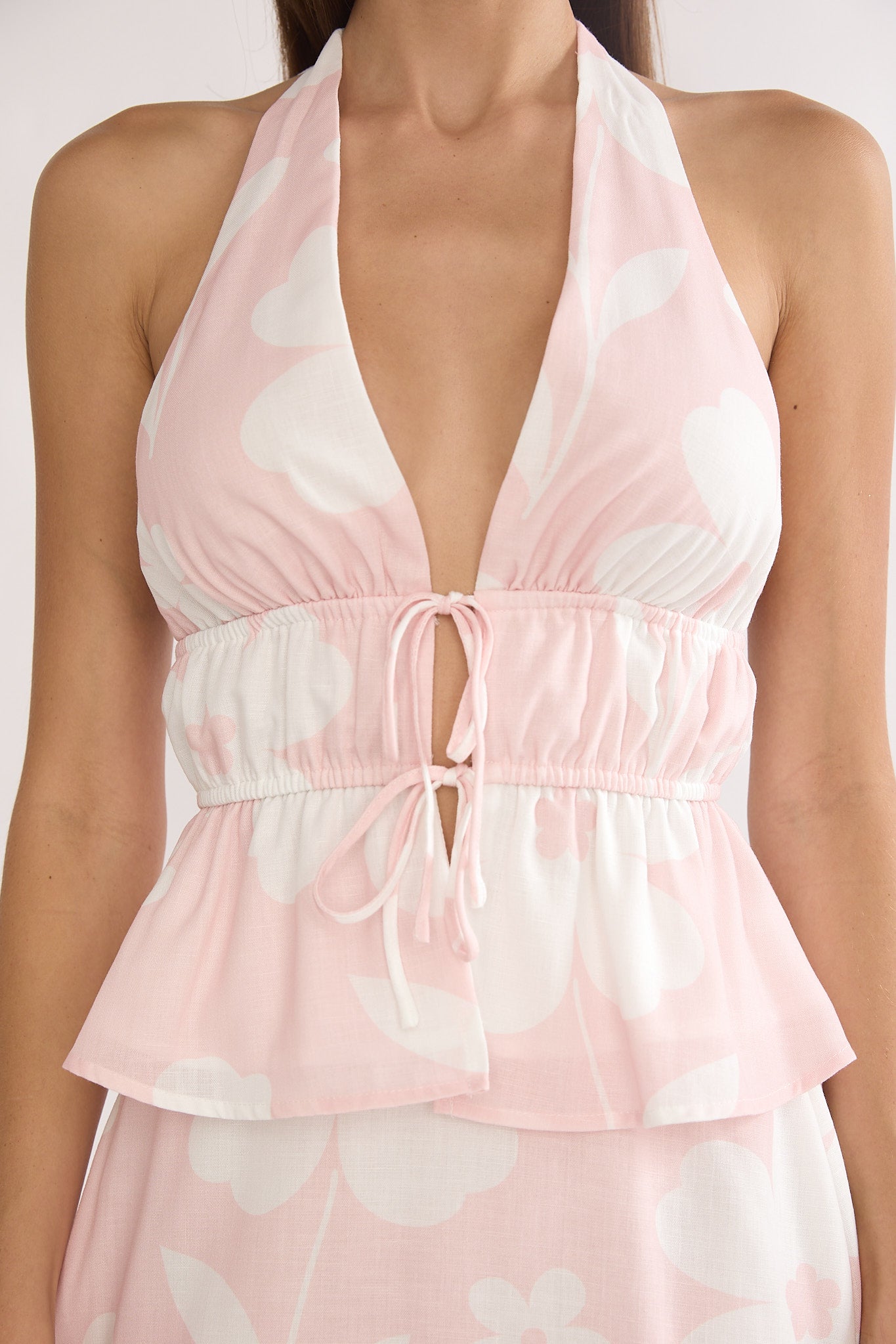 Under The Moons Tied Front Halter Top Floral by Selfie Leslie