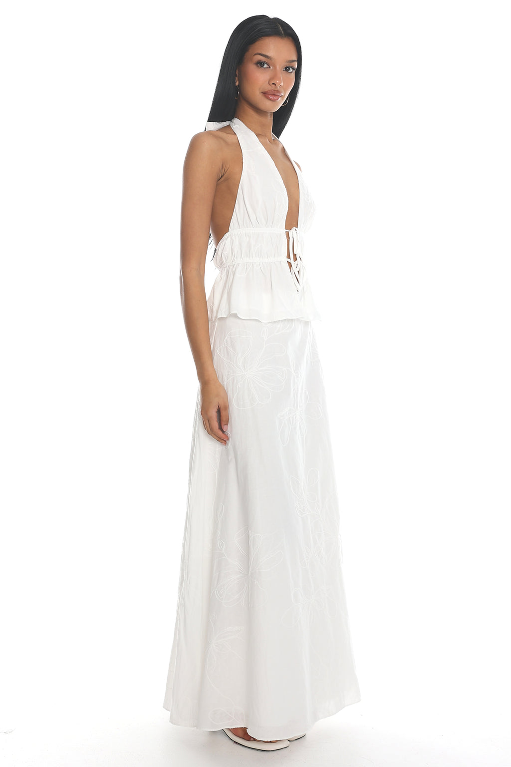 Under The Moons A-Line Maxi Skirt White by Selfie Leslie