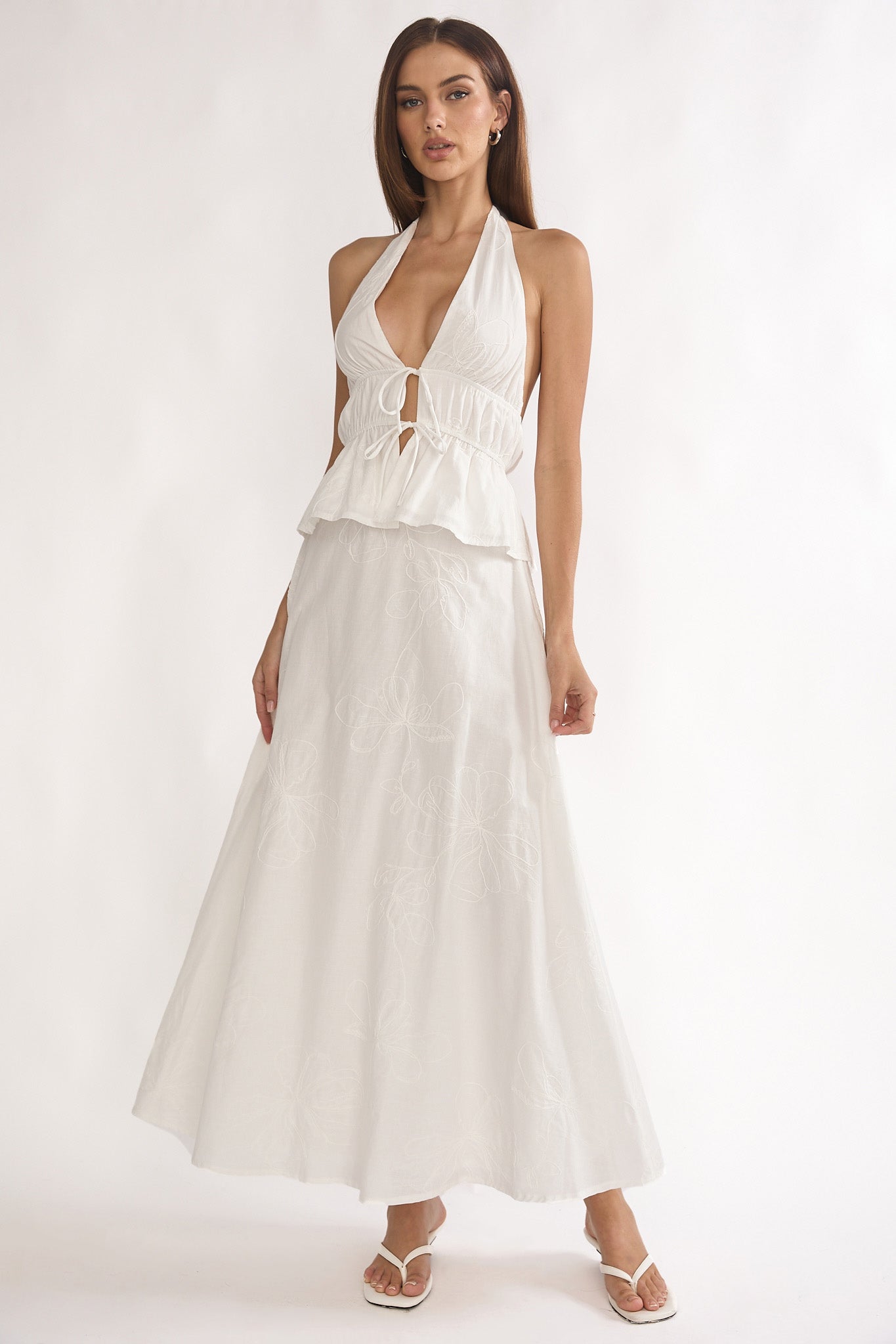 Under The Moons A-Line Maxi Skirt White by Selfie Leslie