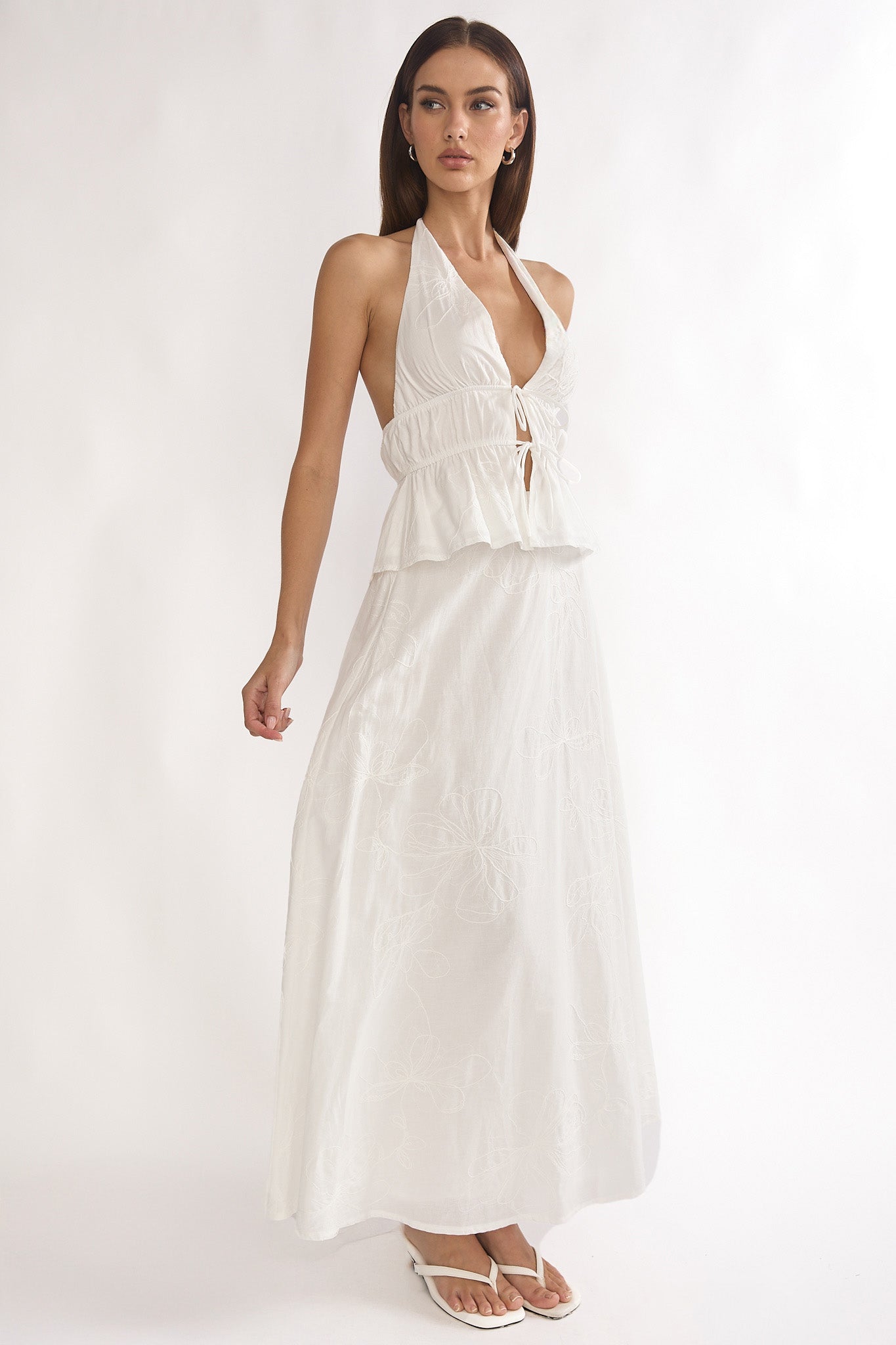 Under The Moons A-Line Maxi Skirt White by Selfie Leslie