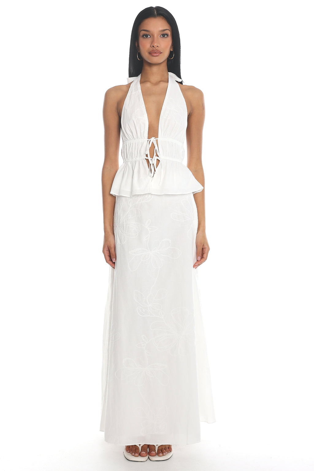 Under The Moons Tied Front Halter Top White by Selfie Leslie