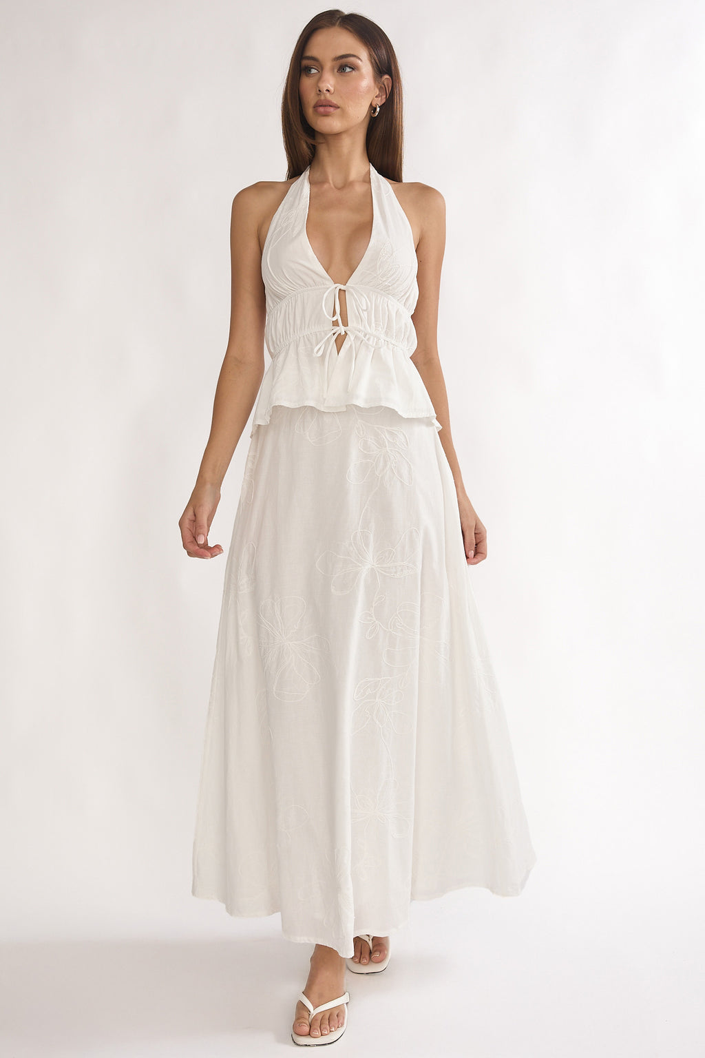 Under The Moons Tied Front Halter Top White by Selfie Leslie
