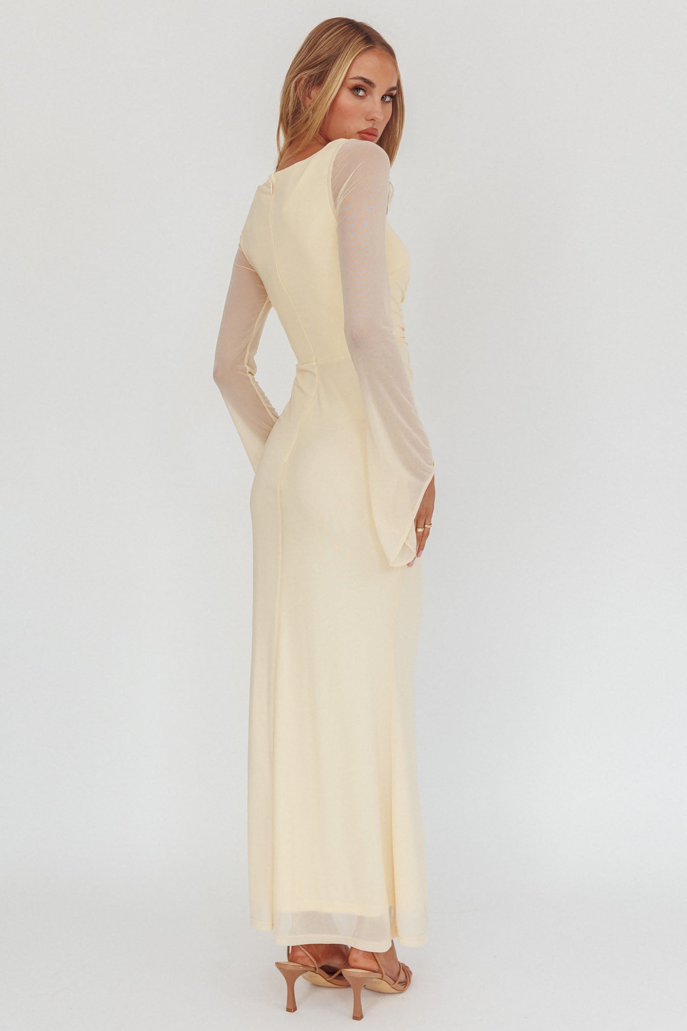 Luna Love Long Sleeve Mesh Maxi Dress Cream - XS Luna Love Long Sleeve Mesh Maxi Dress Cream - XS