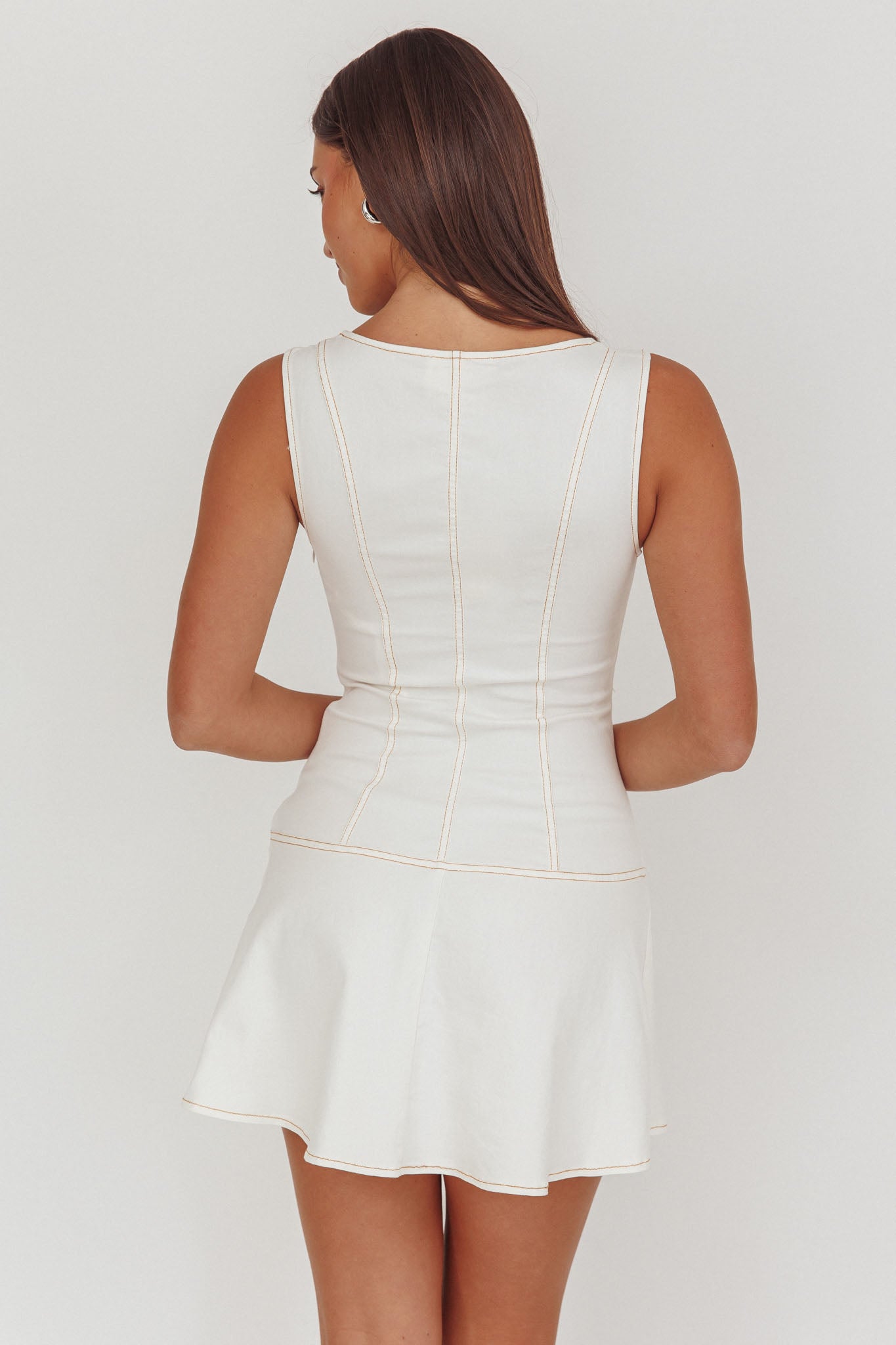 Big Plans Button Front Mini Dress White by Selfie Leslie