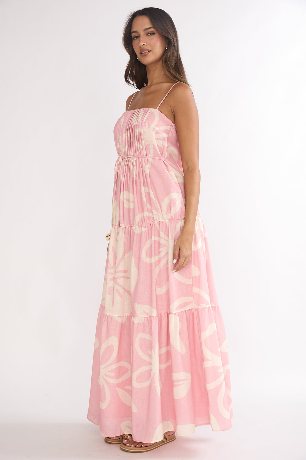 Lysette Pintuck Pleat Maxi Dress Floral by Selfie Leslie