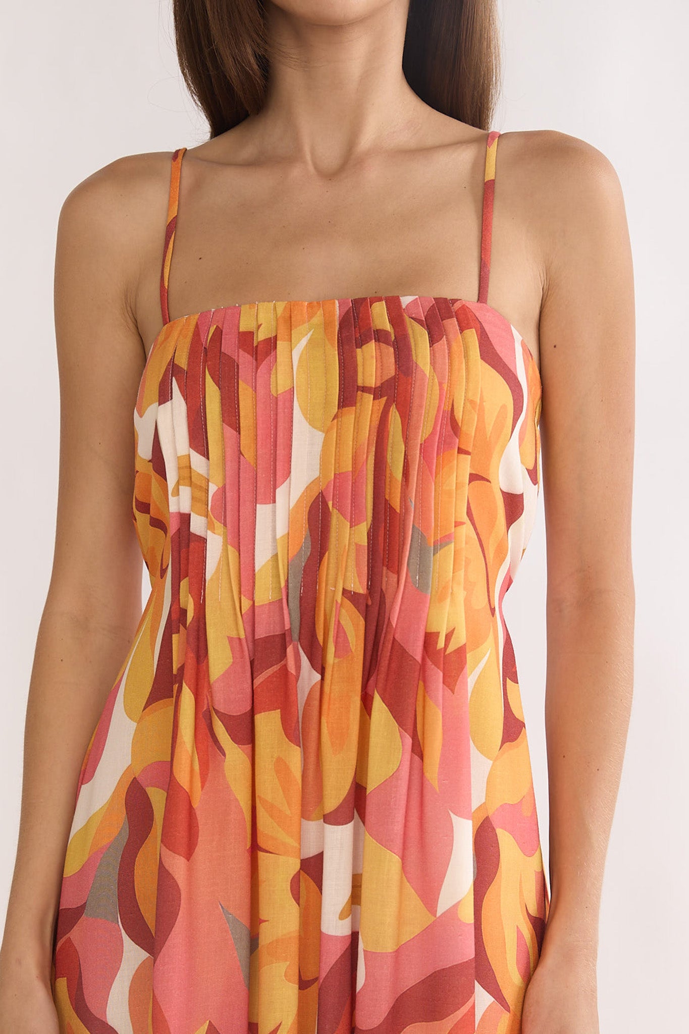 Shop the Lysette Pintuck Pleat Maxi Dress Print Orange