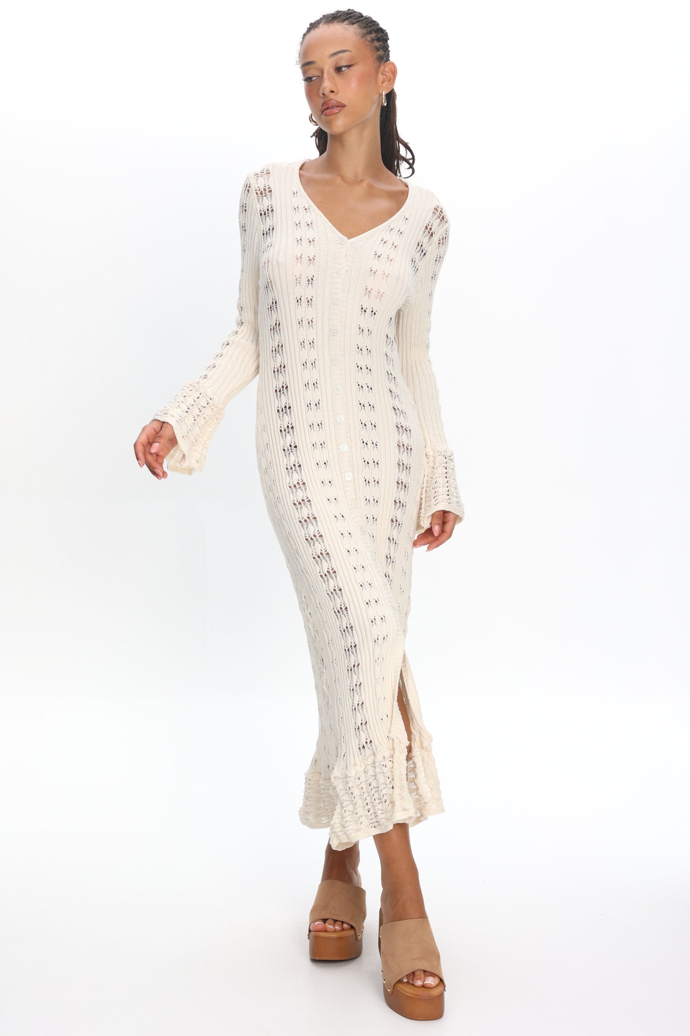 knit cream maxi dress Cream Knit Maxi Dress Medium