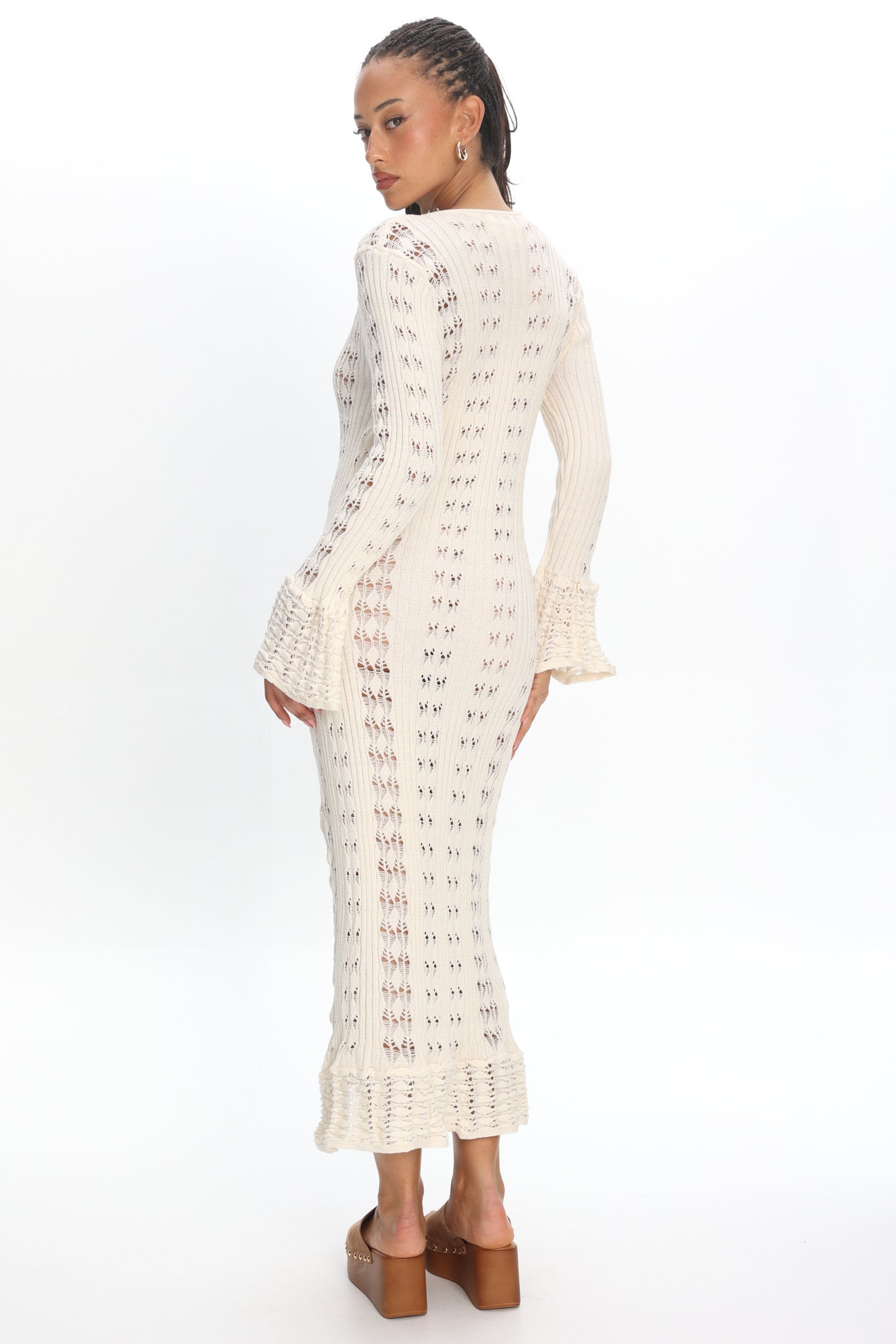 cream long sleeve maxi dress Portside Long Sleeve Knit Maxi Dress Cream M