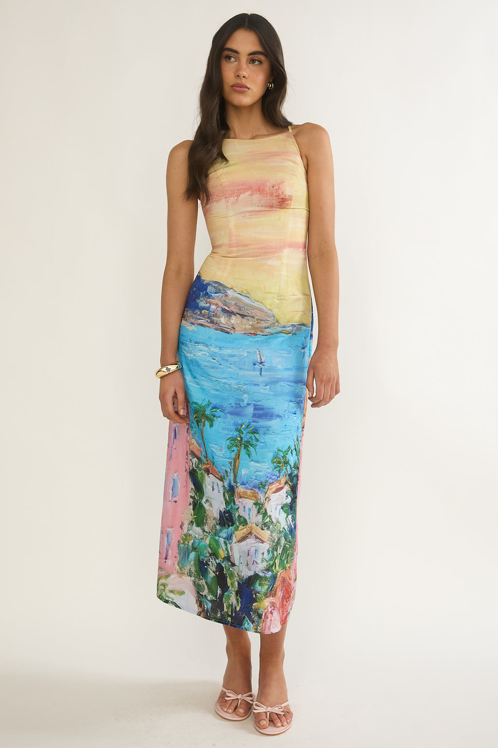 No Ordinary Girl Tied Back Maxi Dress Euro Print by Selfie Leslie