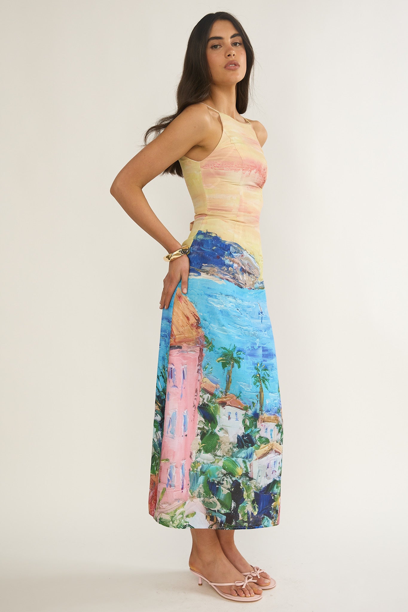 No Ordinary Girl Tied Back Maxi Dress Euro Print by Selfie Leslie