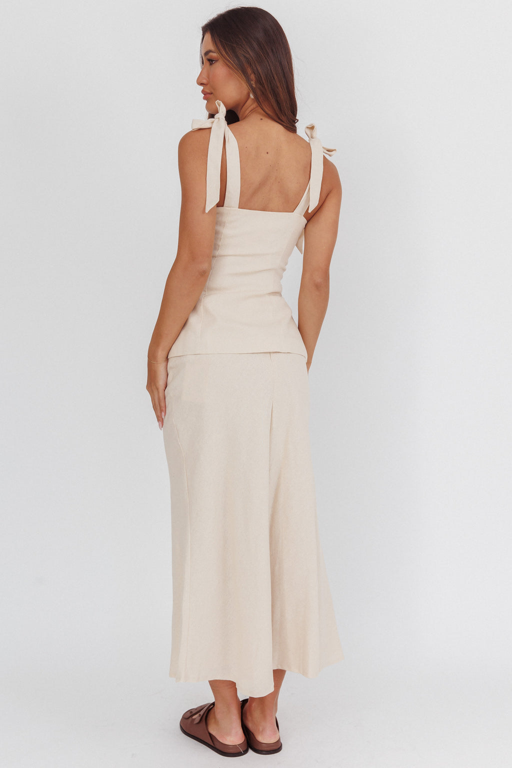 Post It Mid-Rise Maxi Skirt Cream by Selfie Leslie