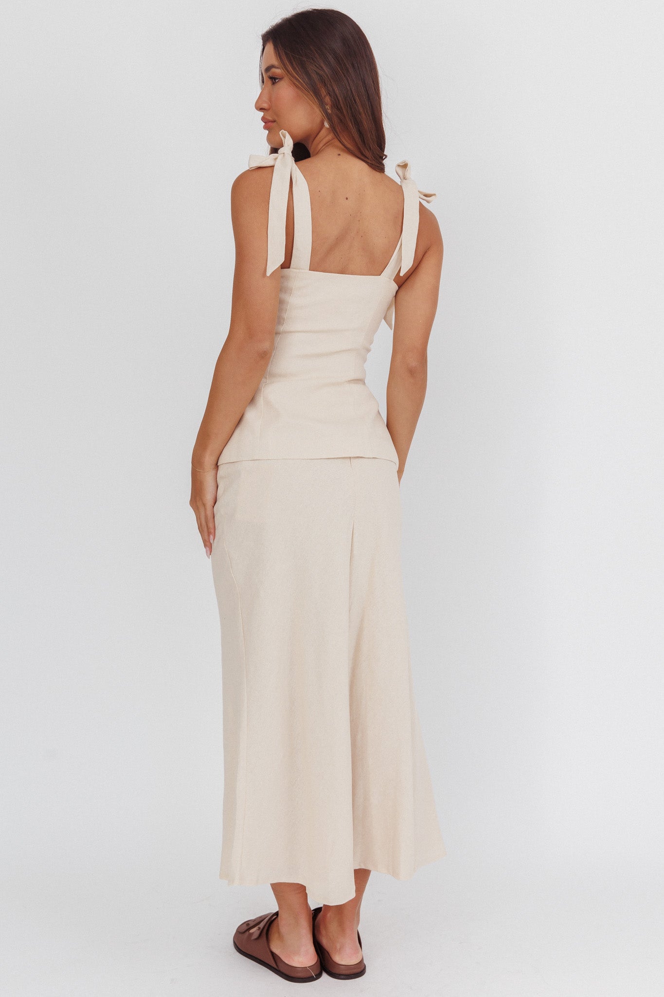 Post It Mid-Rise Maxi Skirt Cream by Selfie Leslie