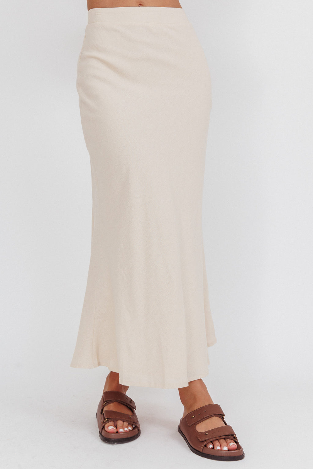 Post It Mid-Rise Maxi Skirt Cream by Selfie Leslie