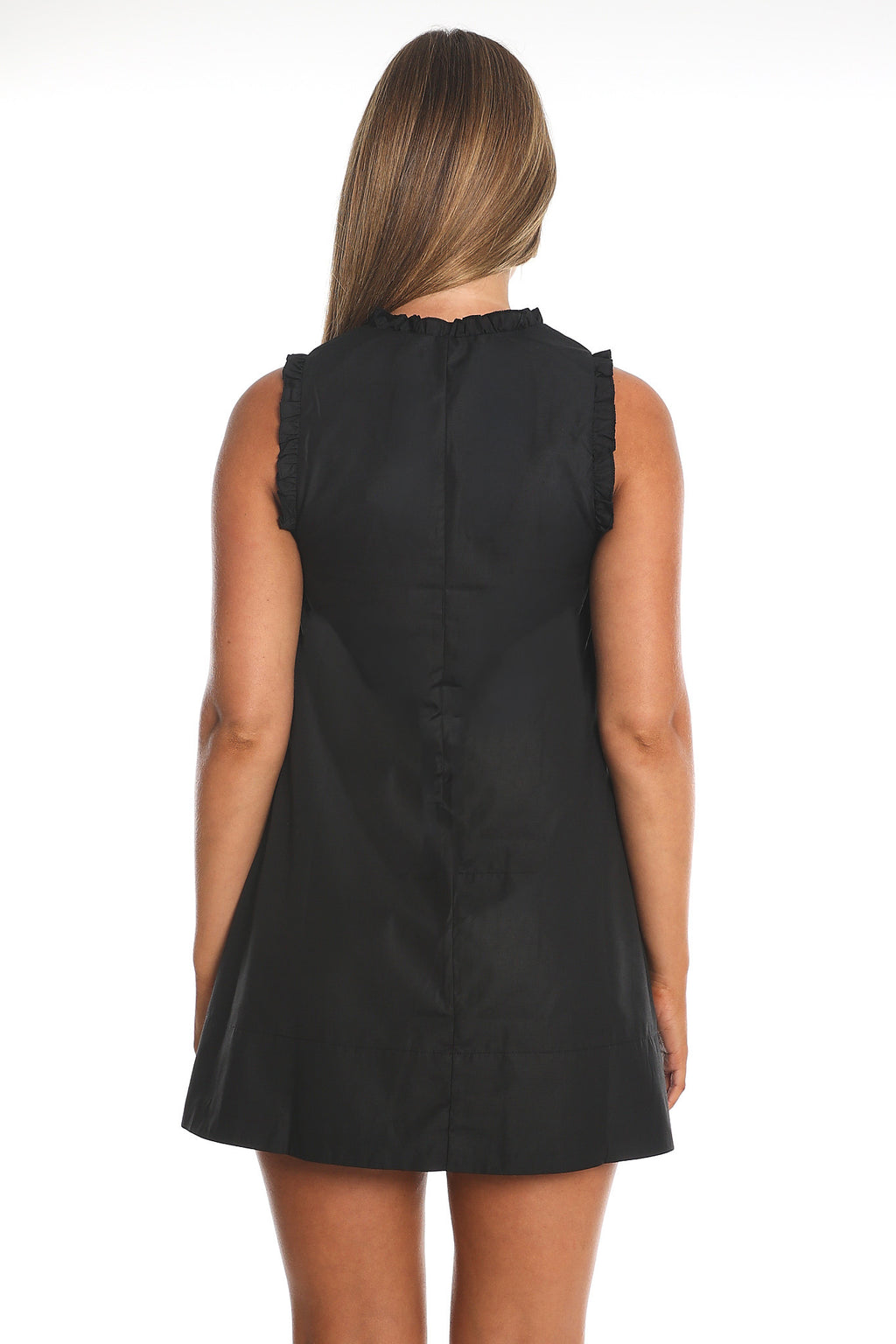 Marava Frill Trim Baby Doll Mini Dress Black by Selfie Leslie