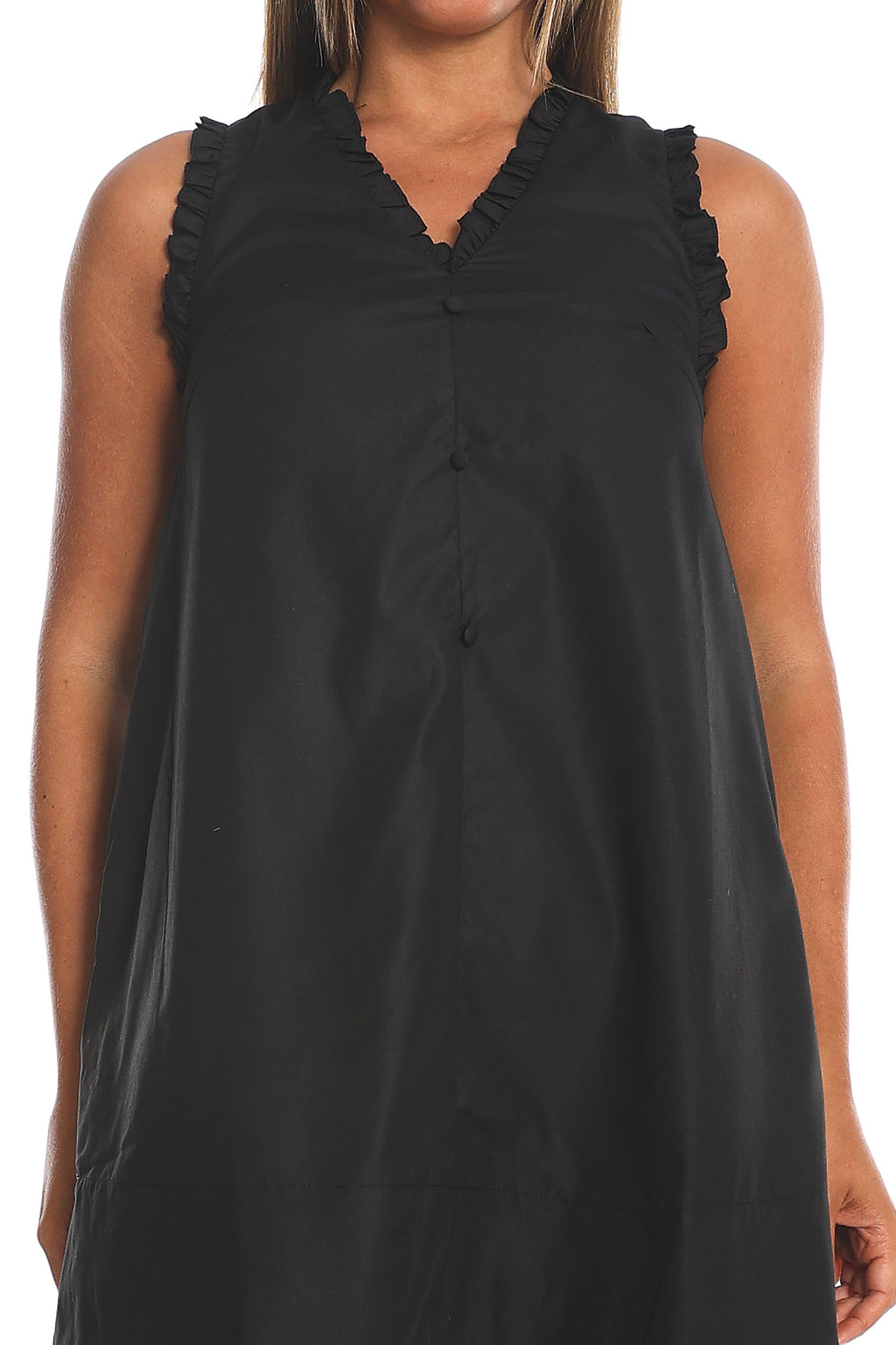 Marava Frill Trim Baby Doll Mini Dress Black by Selfie Leslie