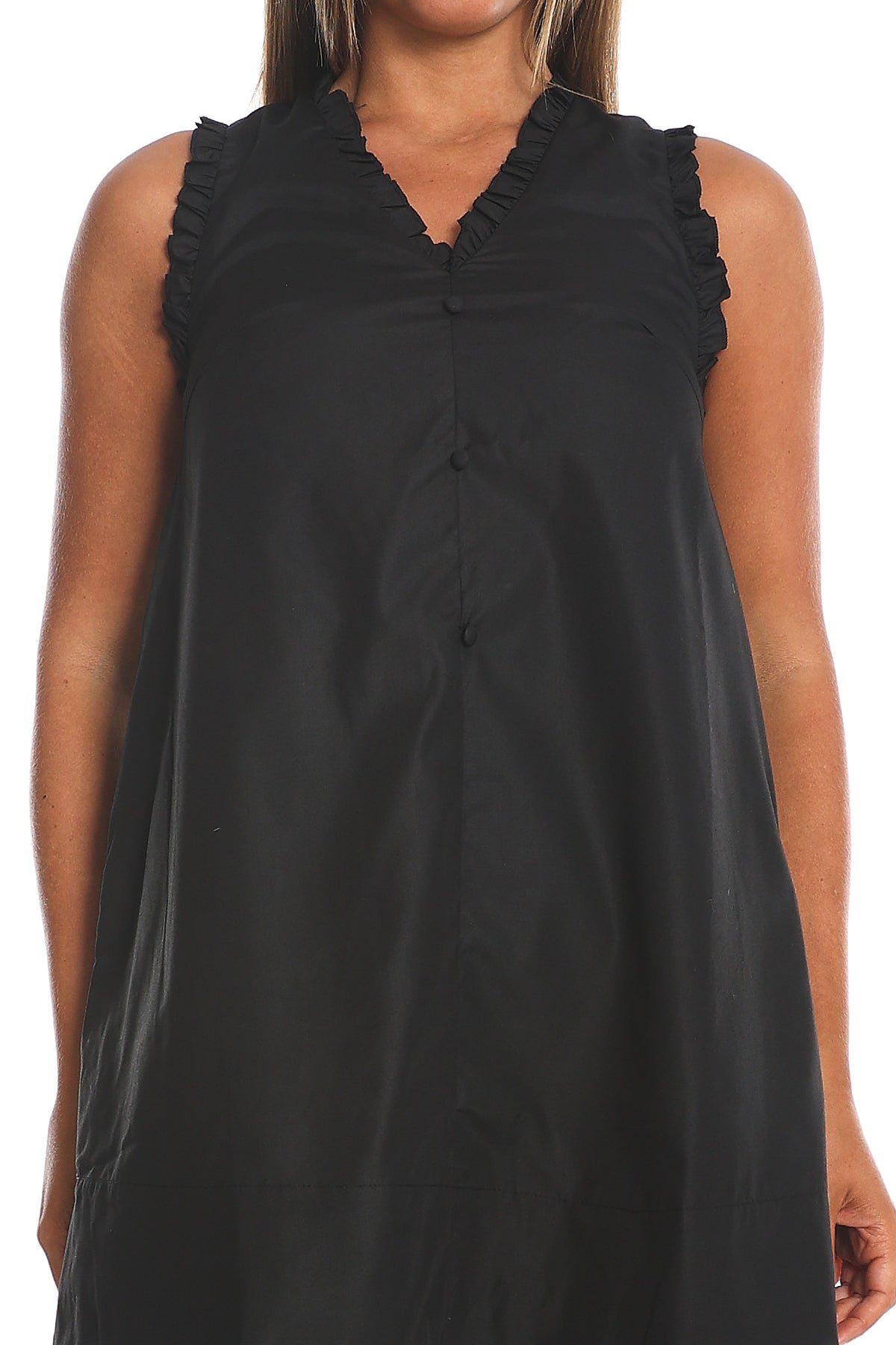 Marava Frill Trim Baby Doll Mini Dress Black by Selfie Leslie