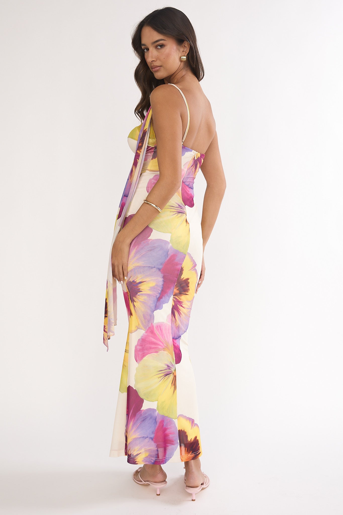 Tallis One-Shoulder Asymmetric Neckline Dress Beige by Selfie Leslie