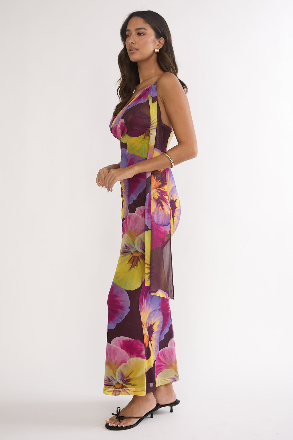 Tallis One-Shoulder Asymmetric Neckline Dress Brown by Selfie Leslie