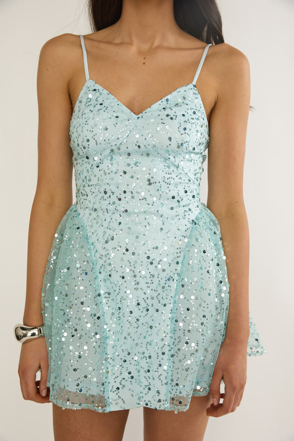Roselisse Cami Strap Sequin Mini Dress Sage by Selfie Leslie