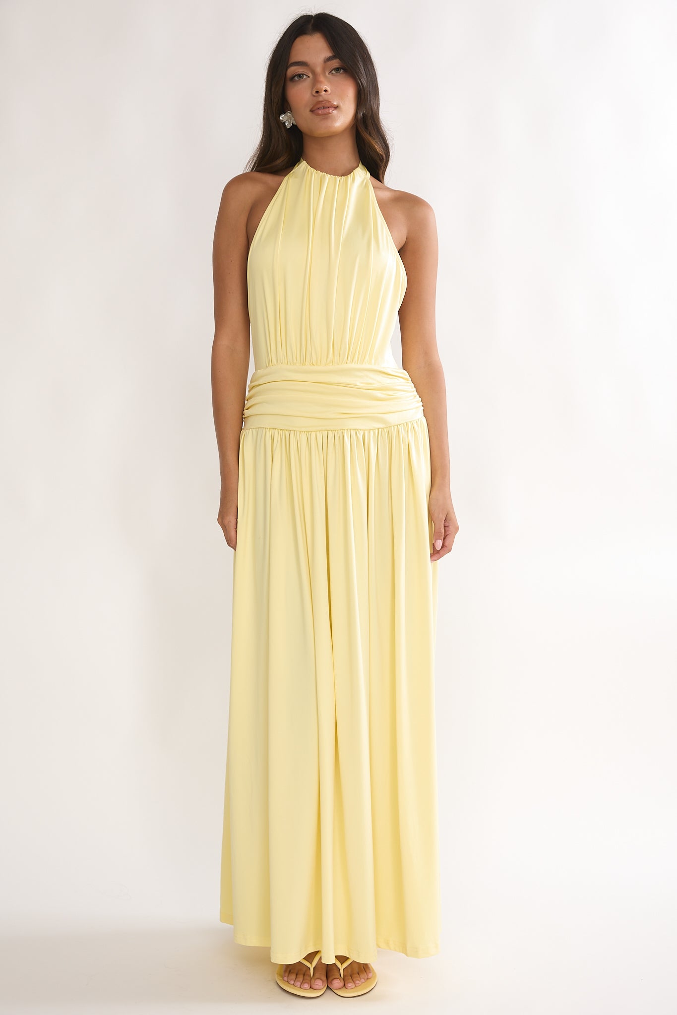 Trouville Backless Halter Maxi Dress Sunflower by Selfie Leslie