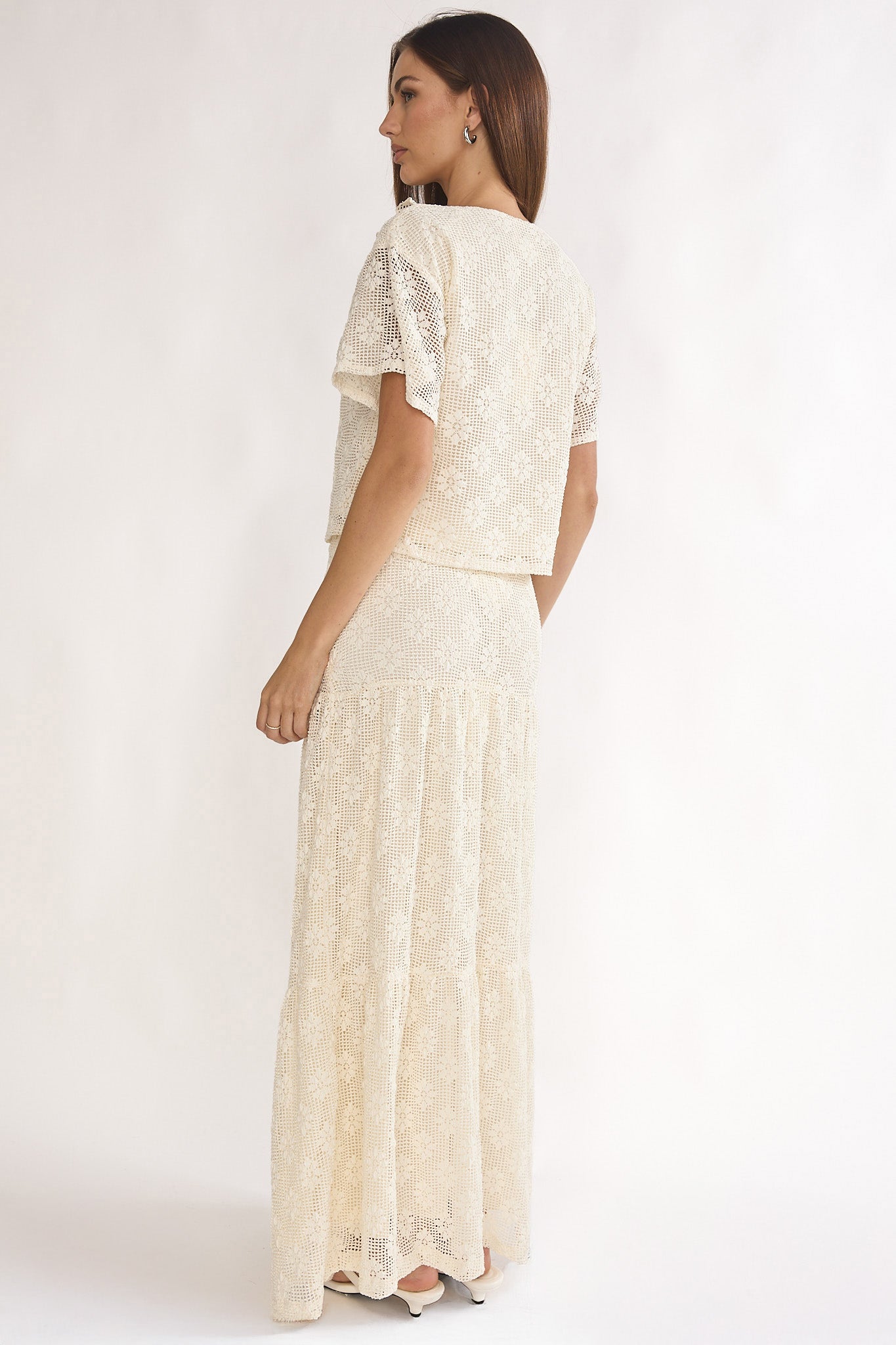 Sera Lane Crochet Maxi Skirt Cream by Selfie Leslie