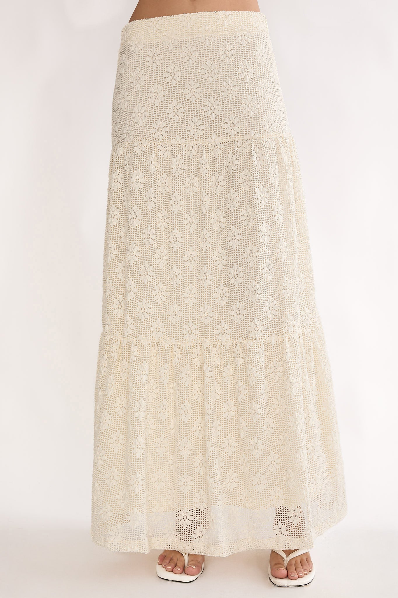 Sera Lane Crochet Maxi Skirt Cream by Selfie Leslie