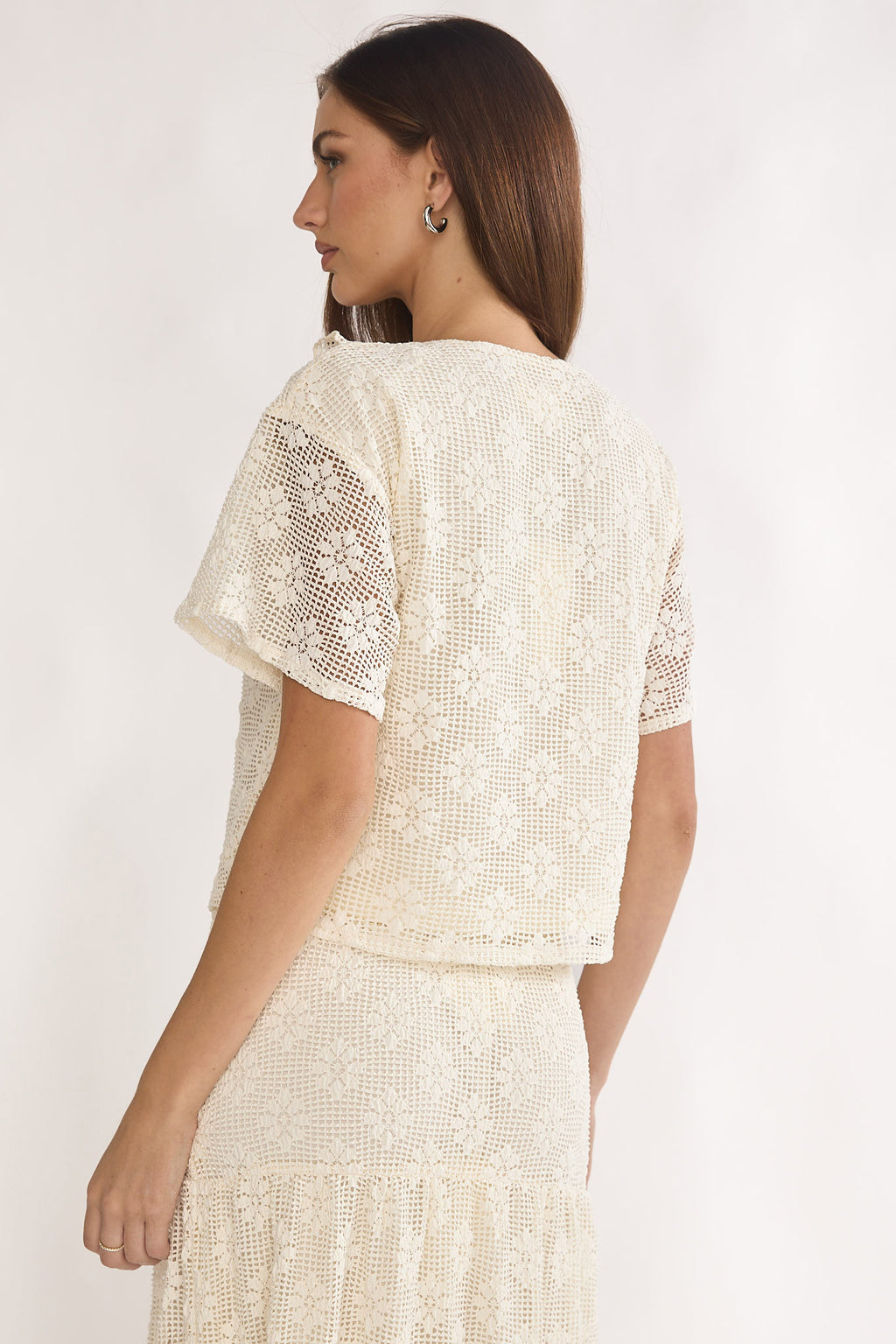 Sera Lane Crochet Tie Top Cream by Selfie Leslie