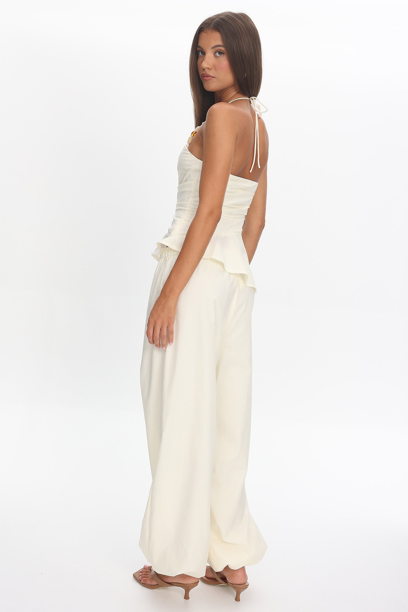 Tilah Drawstring Balloon Pants Cream by Selfie Leslie