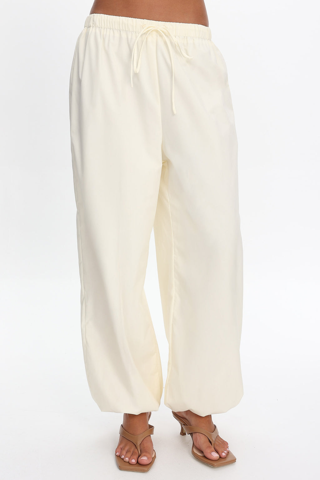 Tilah Drawstring Balloon Pants Cream by Selfie Leslie