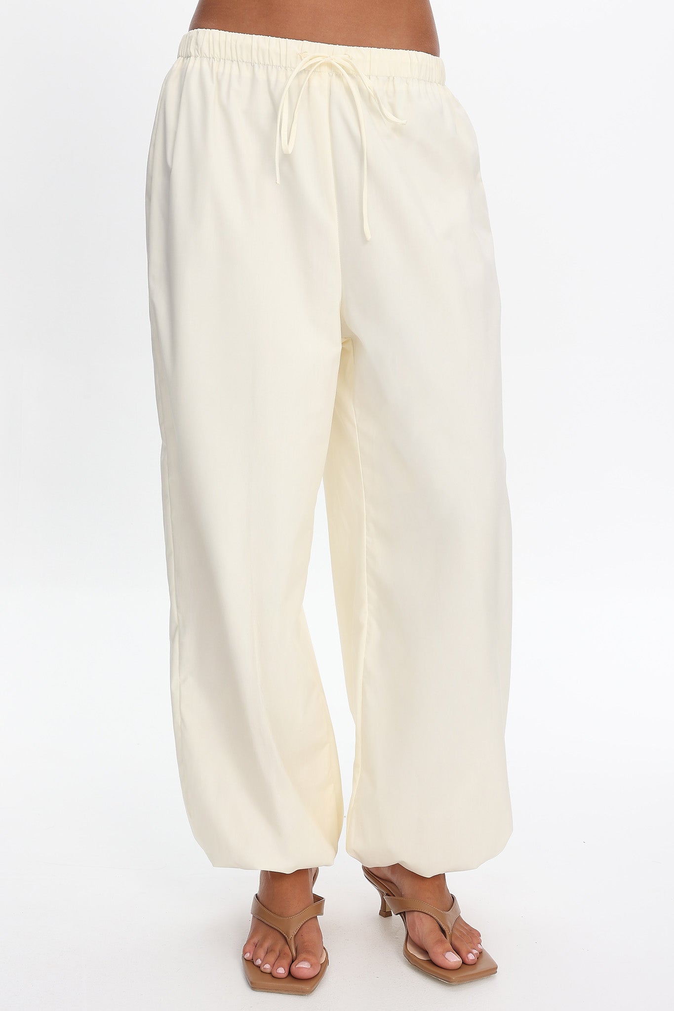 Tilah Drawstring Balloon Pants Cream by Selfie Leslie