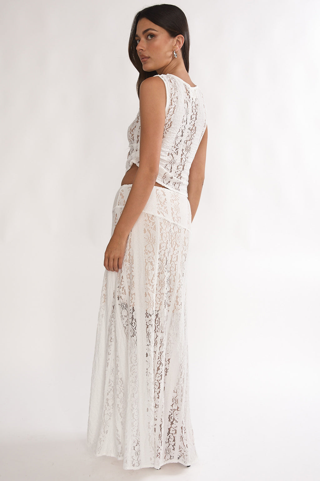 Eleesa Maxi Skirt Lace White