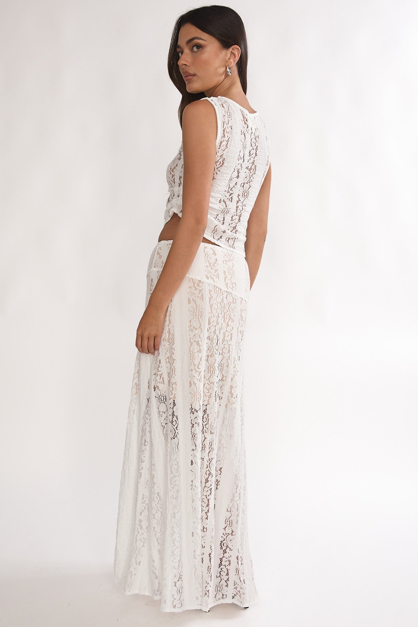 Eleesa Maxi Skirt Lace White