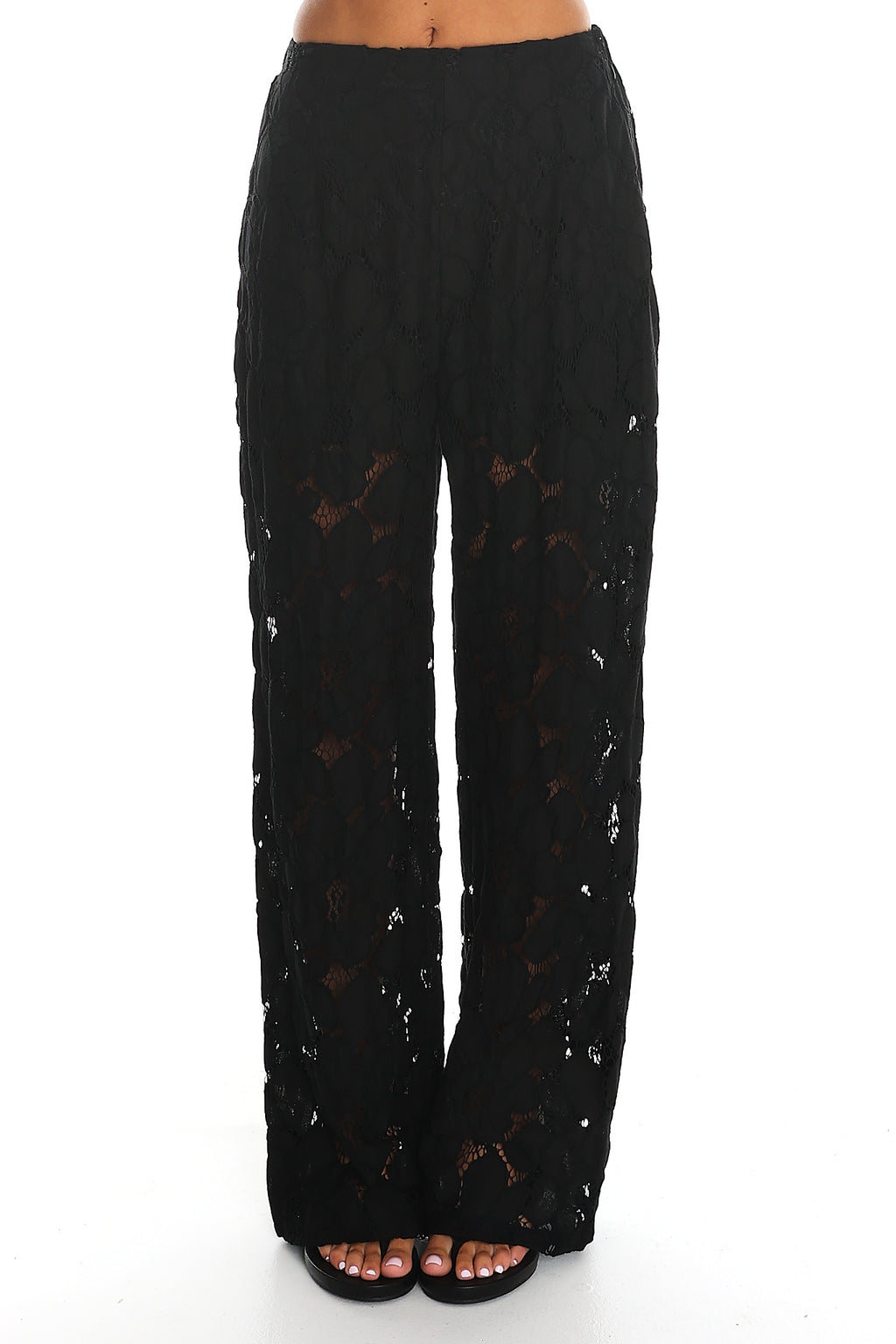 Belmara 3D Floral Lace Pants Black