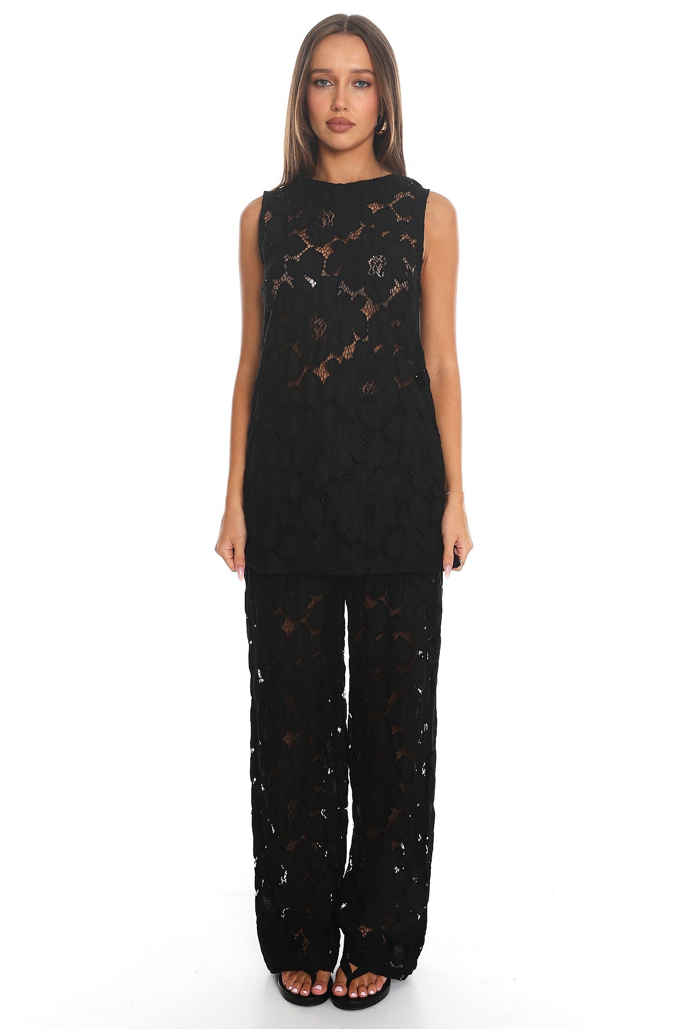 Belmara 3D Floral Lace Top Black