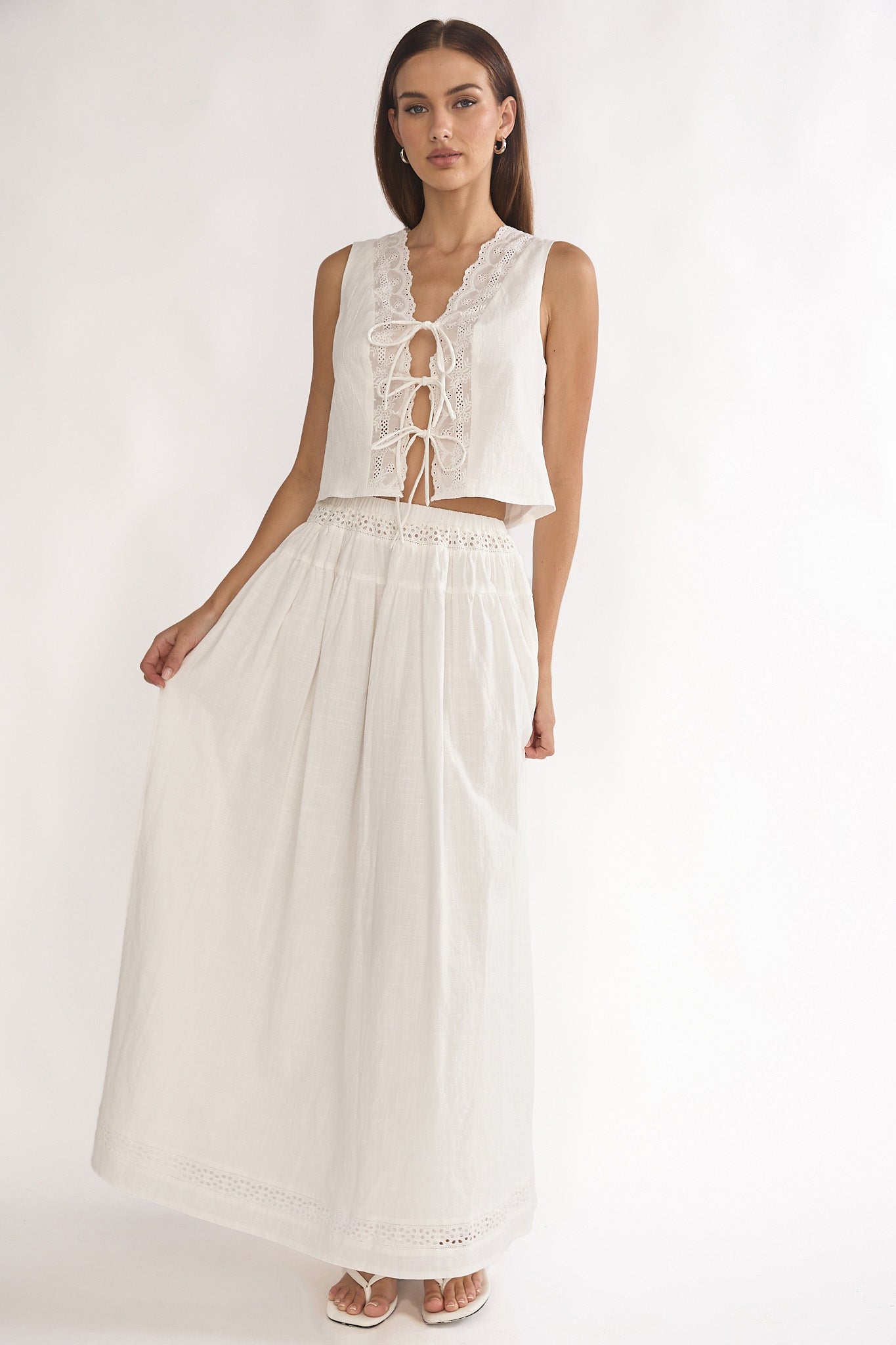 Beliza Lace Trim Skirt White by Selfie Leslie