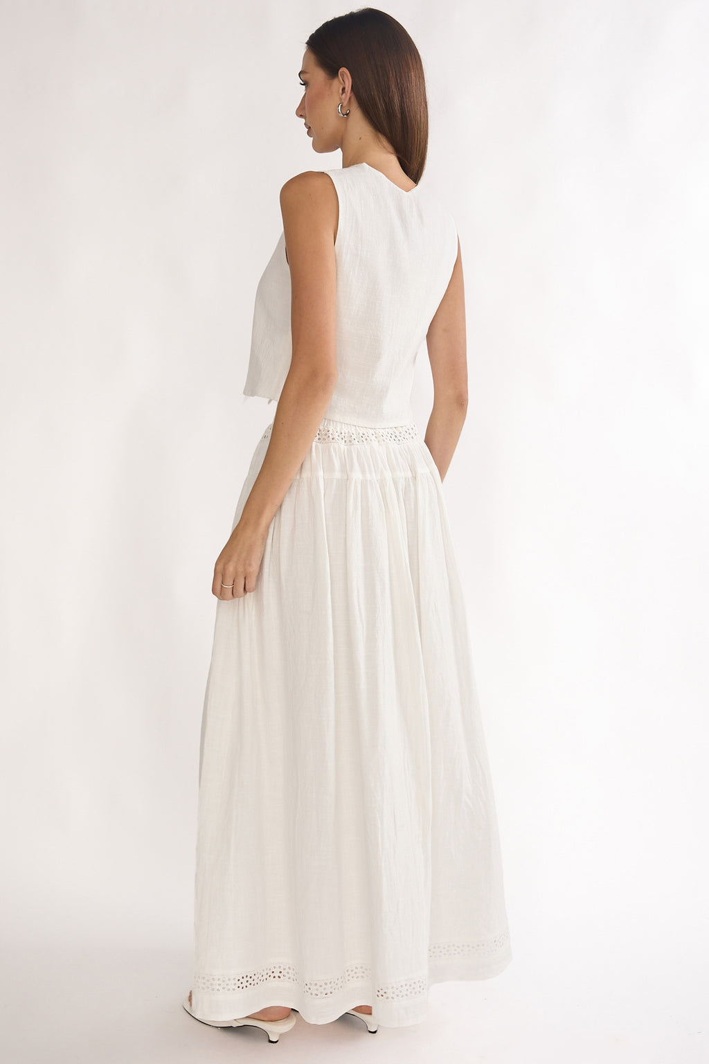 Beliza Lace Trim Skirt White by Selfie Leslie