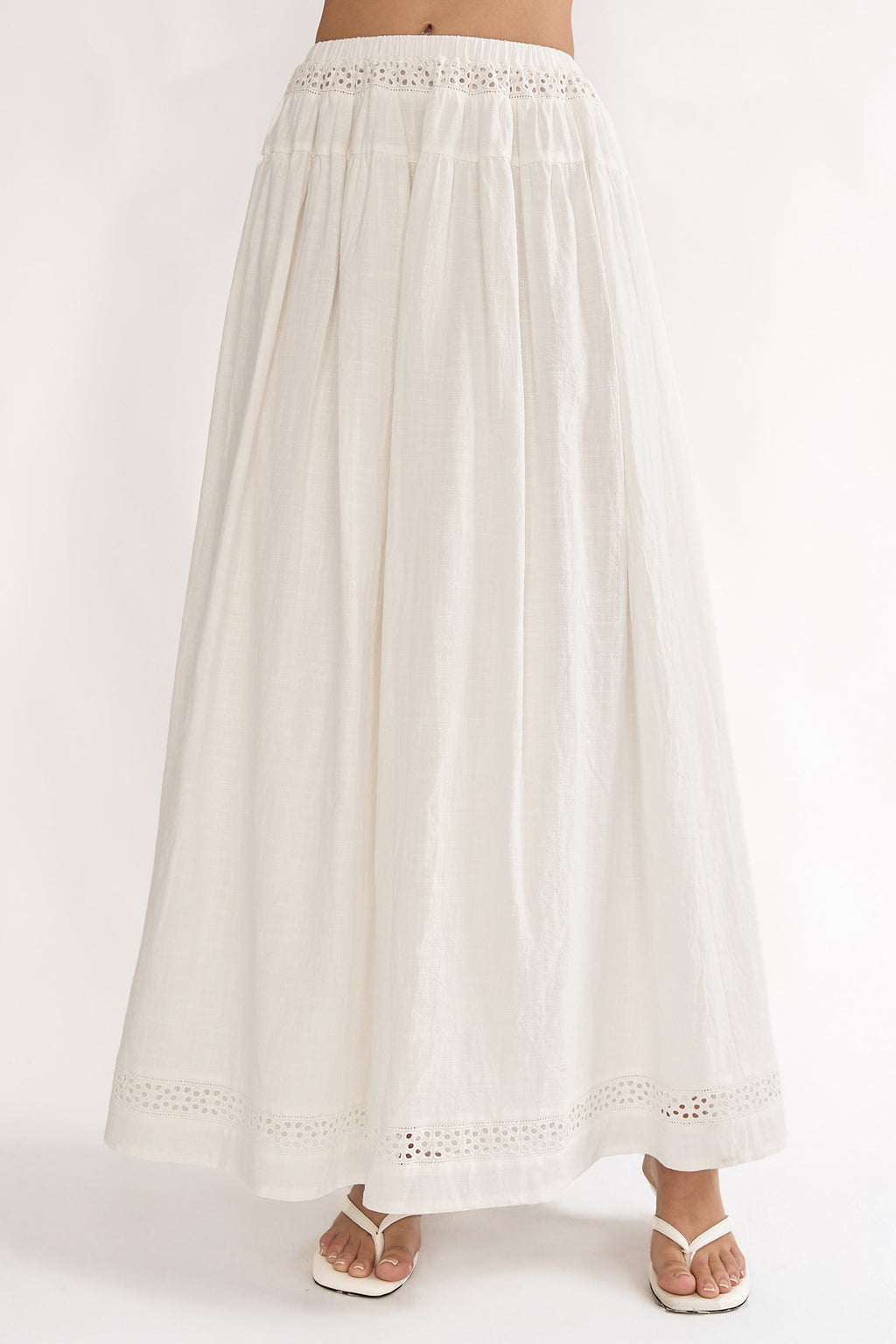 Beliza Lace Trim Skirt White by Selfie Leslie