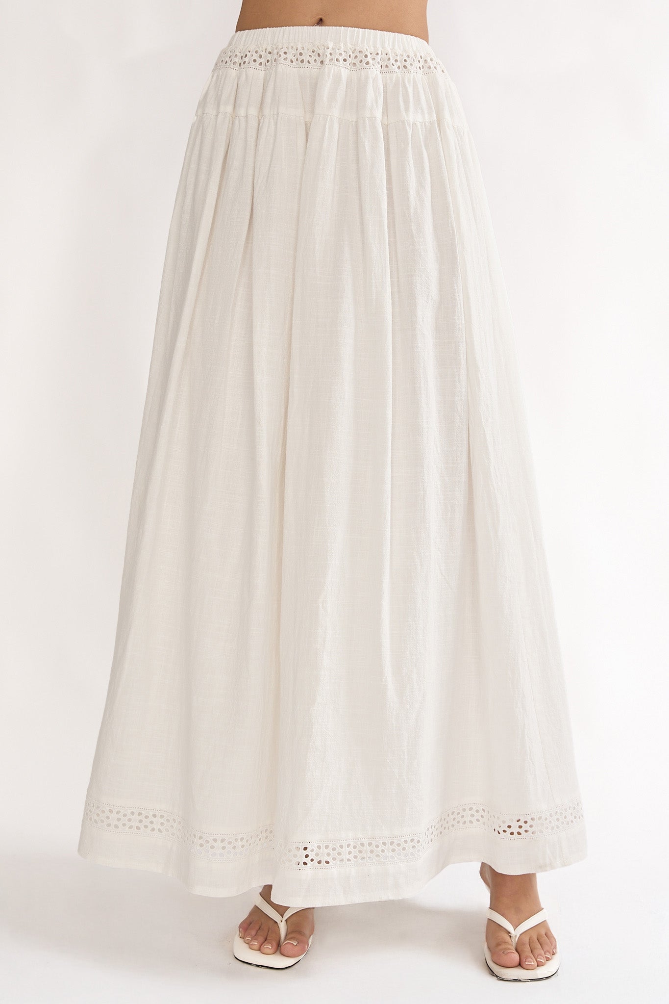 Beliza Lace Trim Skirt White by Selfie Leslie