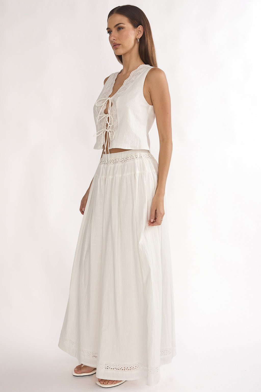 Beliza Lace Trim Skirt White by Selfie Leslie