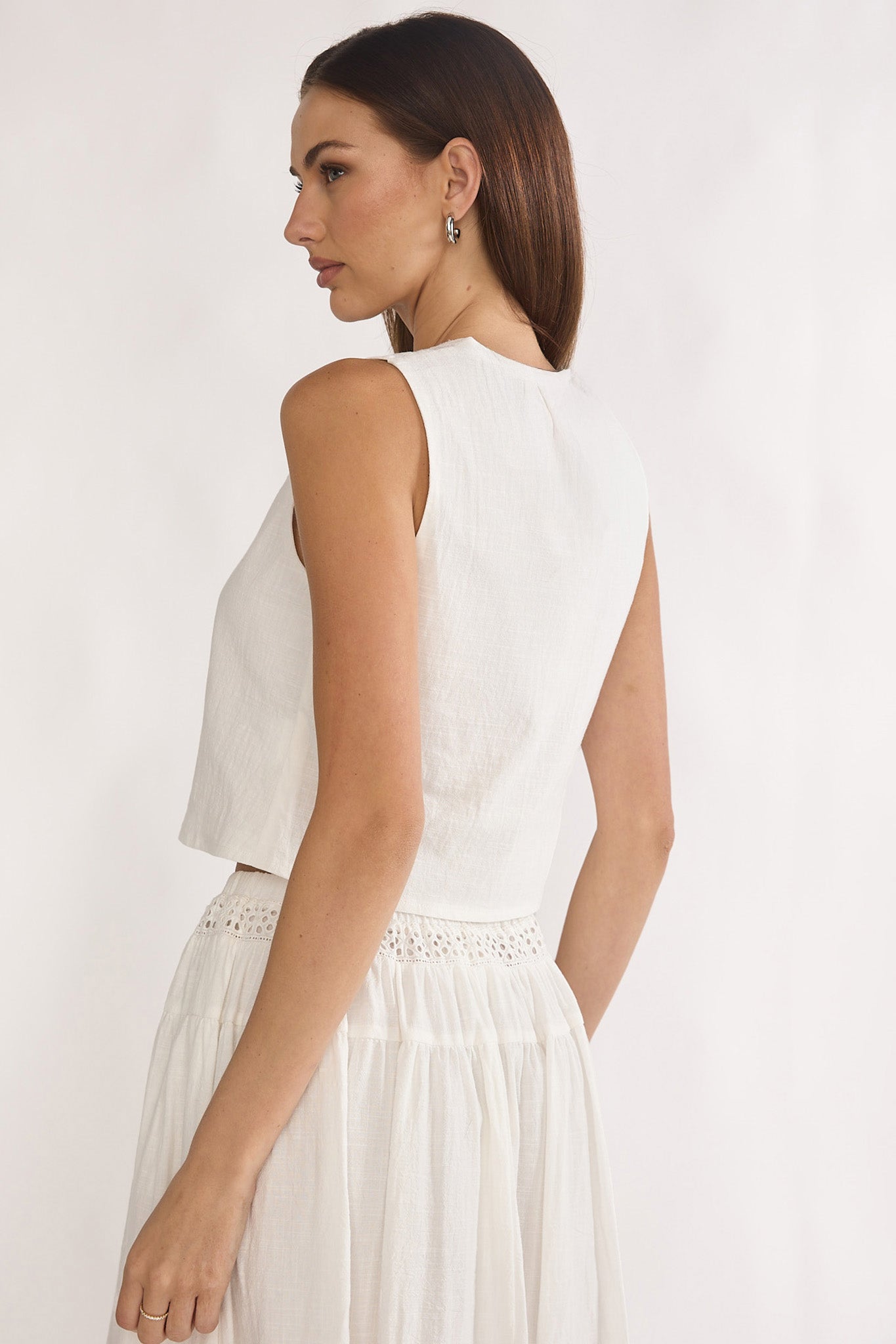 Beliza Tie Front Top White by Selfie Leslie