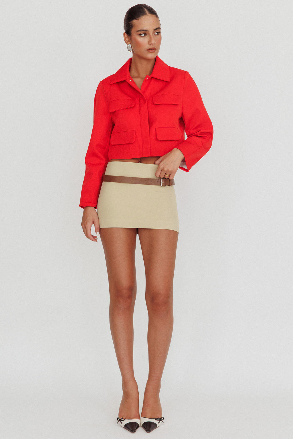 Cinder Crop Jacket Red by Selfie Leslie
