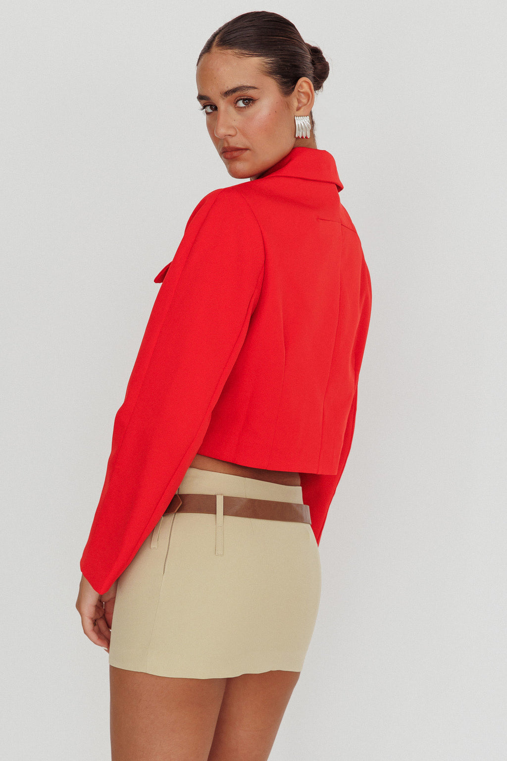 Cinder Crop Jacket Red by Selfie Leslie