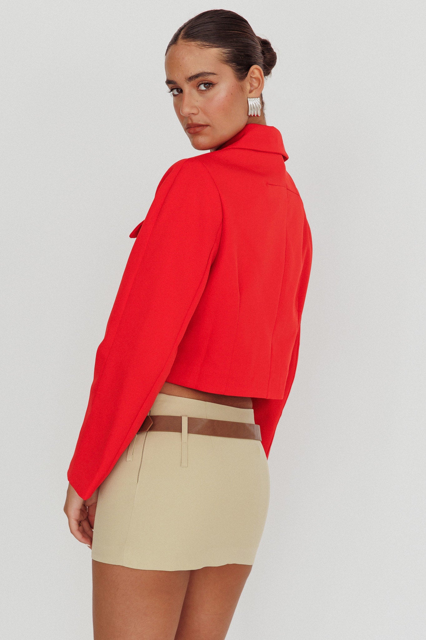 Cinder Crop Jacket Red by Selfie Leslie