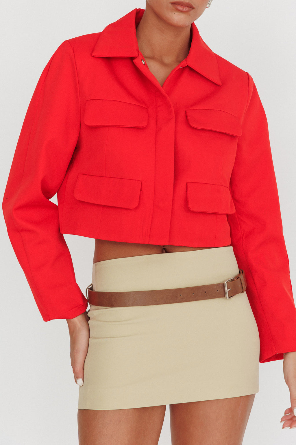 Cinder Crop Jacket Red by Selfie Leslie